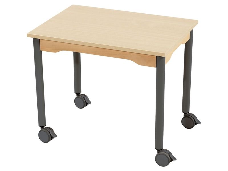 TAVOLO PIANO MELAMINICO - BASE A ROTELLE - Rettangolo 70 x 50 cm