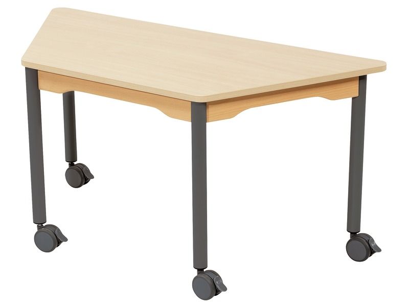 TAVOLO PIANO MELAMINICO - BASE A ROTELLE - Trapezoidale 120 x 60 cm
