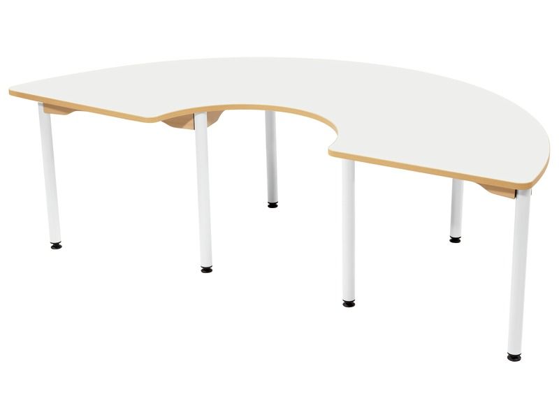 TABLE PLATEAU STRATIFIÉ - PIÉTEMENT MÉTAL BLEU - Demi-cercle 180x90
