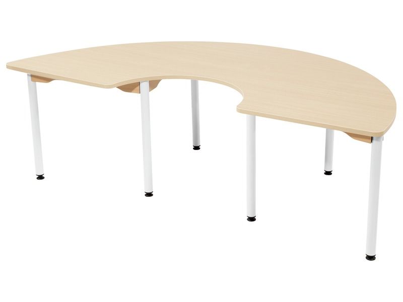TABLE PLATEAU STRATIFIÉ - PIÉTEMENT MÉTAL BLEU - Demi-cercle 180x90