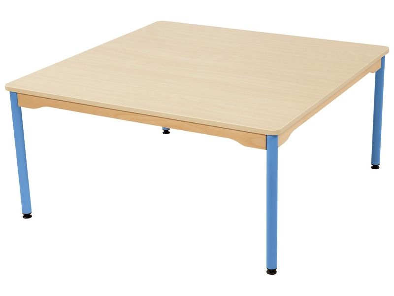 TABLE PLATEAU STRATIFIÉ - PIÉTEMENT MÉTAL BLEU - Carré 120x120 cm