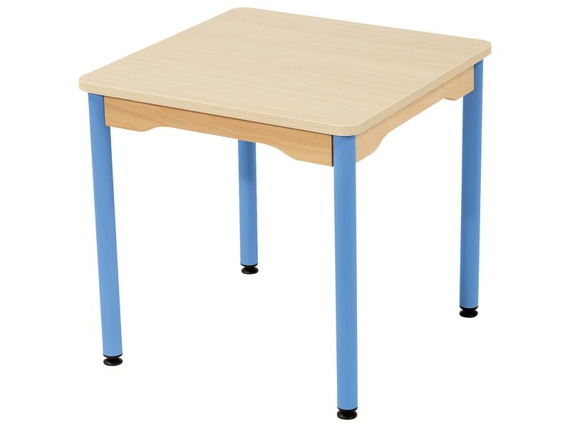 TABLE PLATEAU STRATIFIÉ - PIÉTEMENT MÉTAL BLEU - Carré 60x60 cm