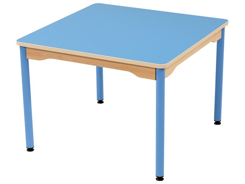 TISCH MIT BESCHICHTETER TISCHPLATTE - METALLFUSSTEIL BLAU - Viereckig 80x80 cm