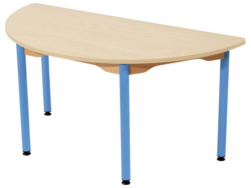 TABLE PLATEAU STRATIFIÉ - PIÉTEMENT MÉTAL BLEU - Demi-rond 120x60 cm