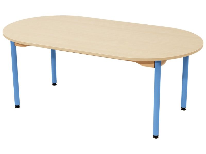 TISCH MIT BESCHICHTETER TISCHPLATTE - METALLFUSSTEIL BLAU - Oval 150x80 cm