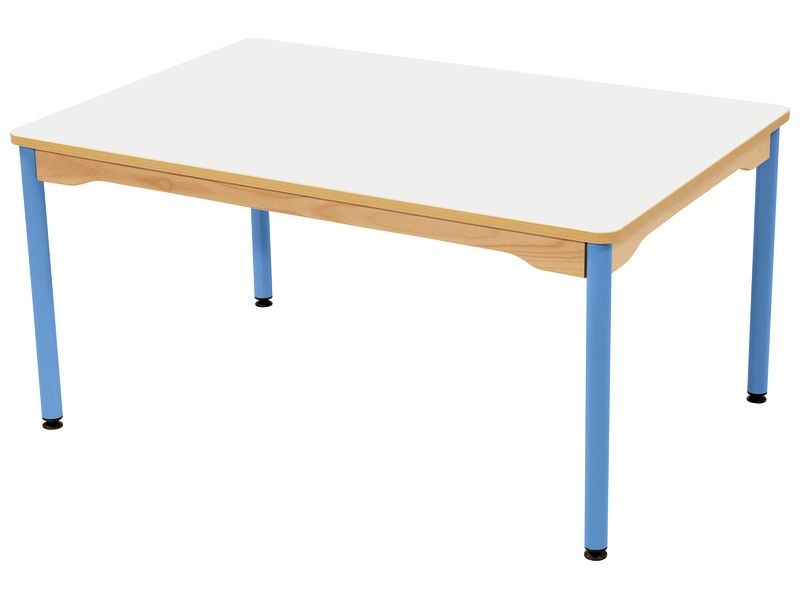 TABLE PLATEAU STRATIFIÉ - PIÉTEMENT MÉTAL BLEU - Rectangle 120x80 cm