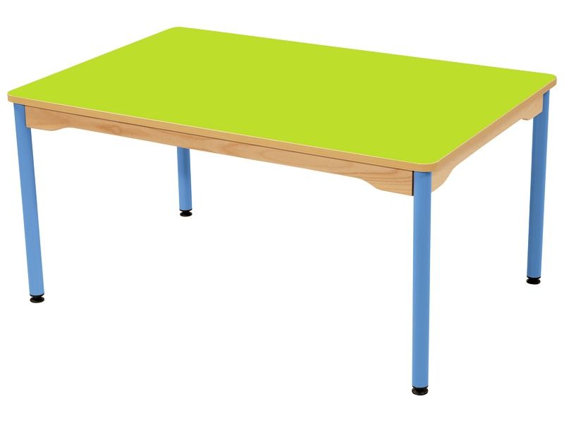 TABLE PLATEAU STRATIFIÉ - PIÉTEMENT MÉTAL BLEU - Rectangle 120x80 cm