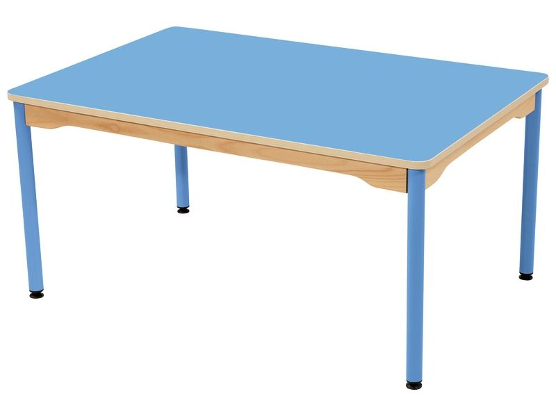 TABLE PLATEAU STRATIFIÉ - PIÉTEMENT MÉTAL BLEU - Rectangle 120x80 cm