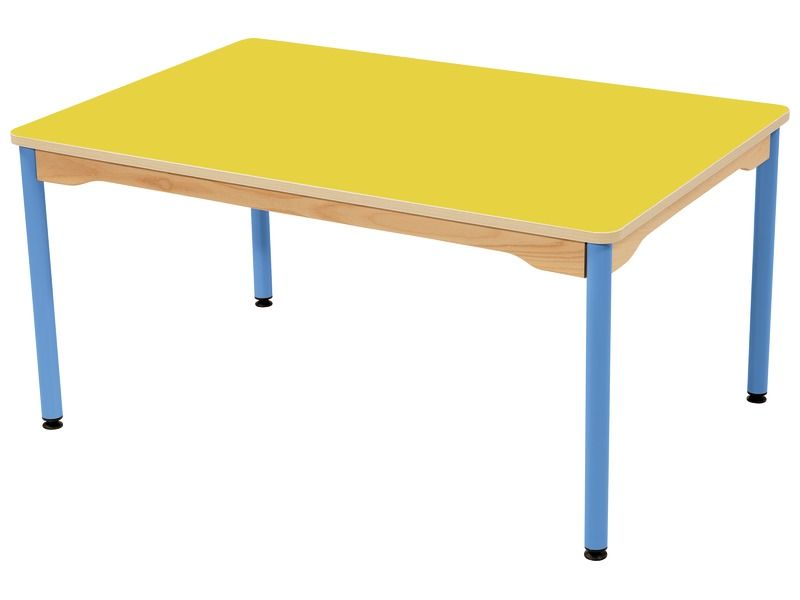 TABLE PLATEAU STRATIFIÉ - PIÉTEMENT MÉTAL BLEU - Rectangle 120x80 cm