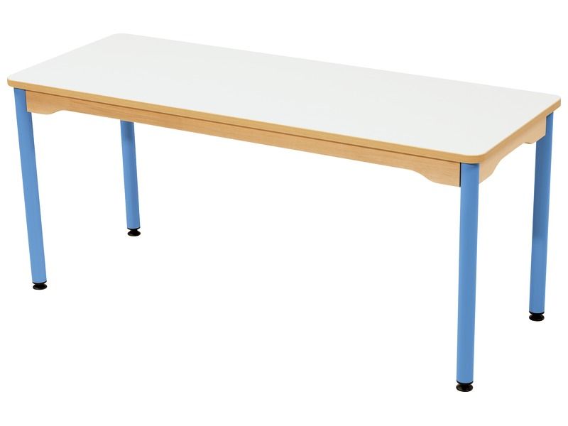 TABLE PLATEAU STRATIFIÉ - PIÉTEMENT MÉTAL BLEU - Rectangle 130x50 cm