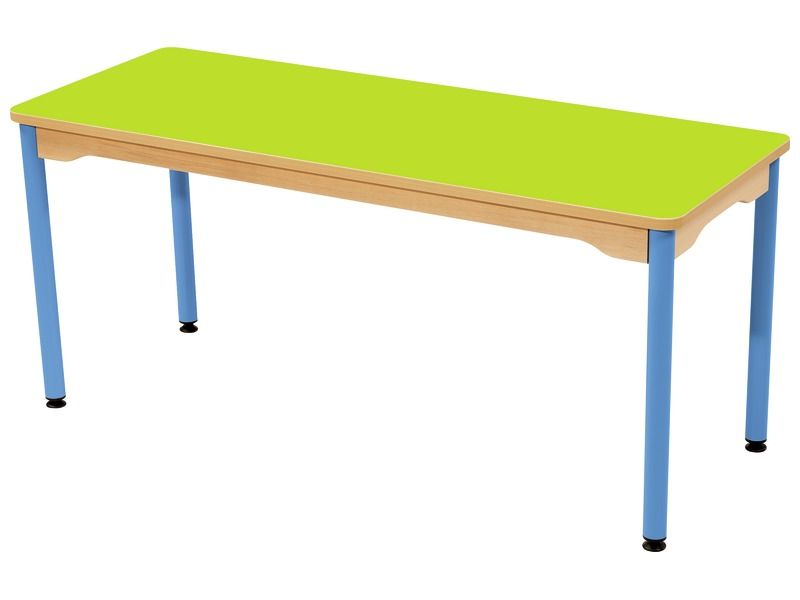 TABLE PLATEAU STRATIFIÉ - PIÉTEMENT MÉTAL BLEU - Rectangle 130x50 cm