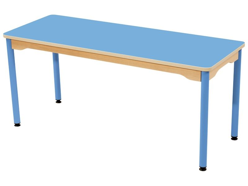 TABLE PLATEAU STRATIFIÉ - PIÉTEMENT MÉTAL BLEU - Rectangle 130x50 cm