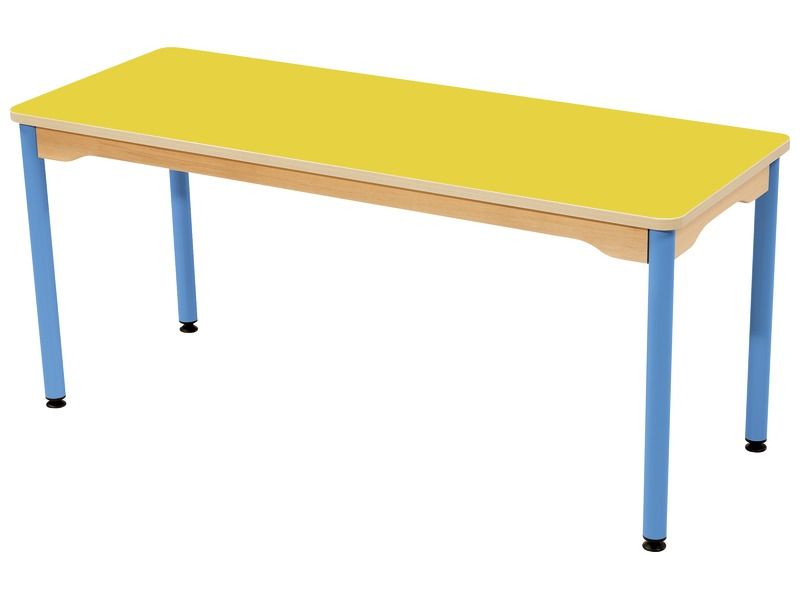 TABLE PLATEAU STRATIFIÉ - PIÉTEMENT MÉTAL BLEU - Rectangle 130x50 cm