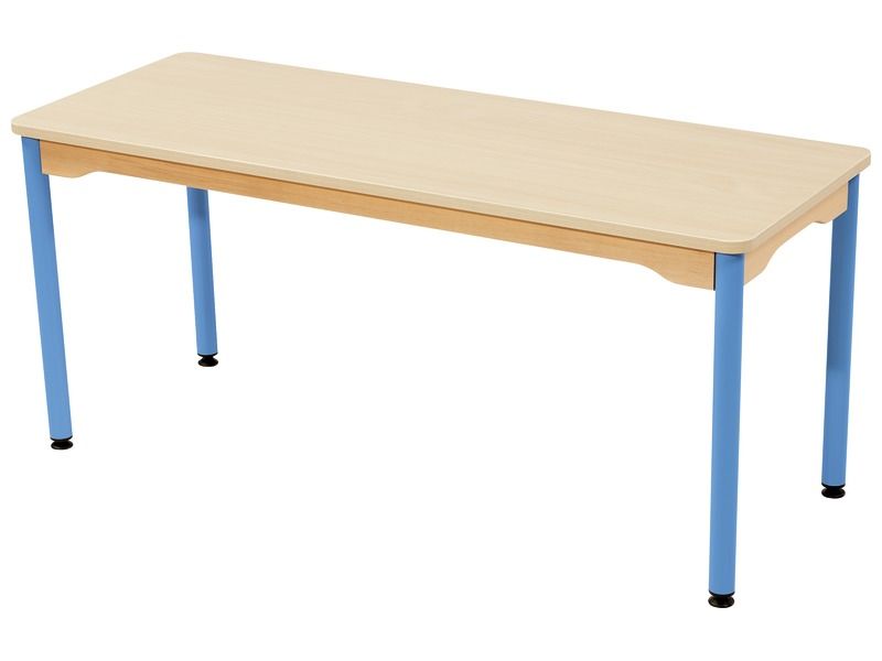 TABLE PLATEAU STRATIFIÉ - PIÉTEMENT MÉTAL BLEU - Rectangle 130x50 cm