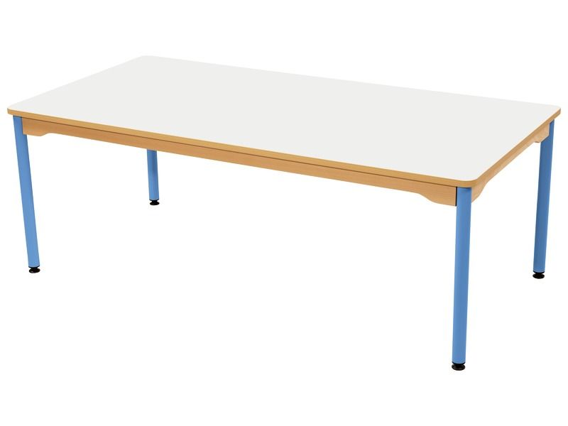 TABLE PLATEAU STRATIFIÉ - PIÉTEMENT MÉTAL BLEU - Rectangle 160x80 cm
