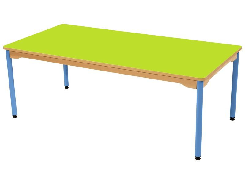 TABLE PLATEAU STRATIFIÉ - PIÉTEMENT MÉTAL BLEU - Rectangle 160x80 cm