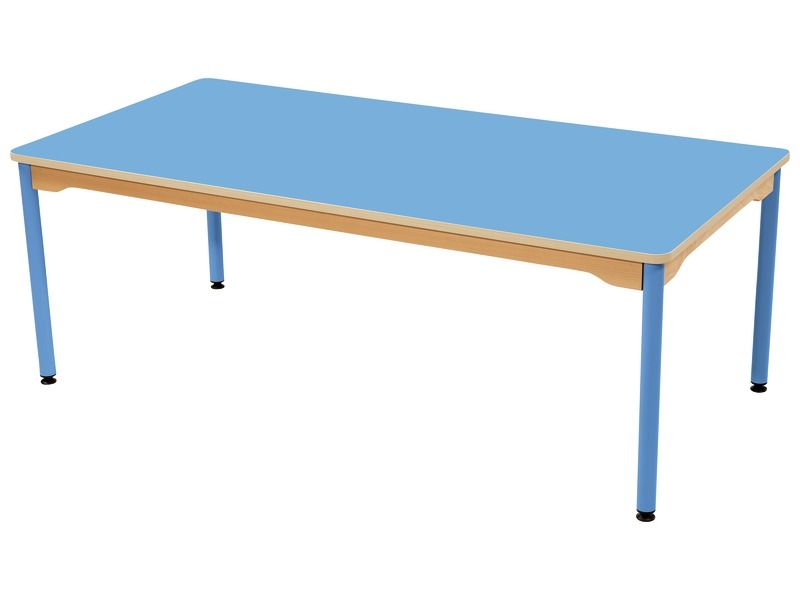 TABLE PLATEAU STRATIFIÉ - PIÉTEMENT MÉTAL BLEU - Rectangle 160x80 cm