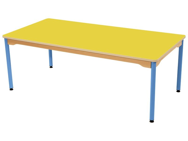 TABLE PLATEAU STRATIFIÉ - PIÉTEMENT MÉTAL BLEU - Rectangle 160x80 cm