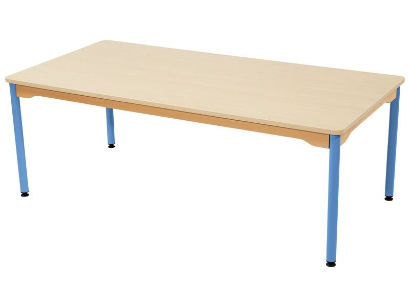 TABLE PLATEAU STRATIFIÉ - PIÉTEMENT MÉTAL BLEU - Rectangle 160x80 cm