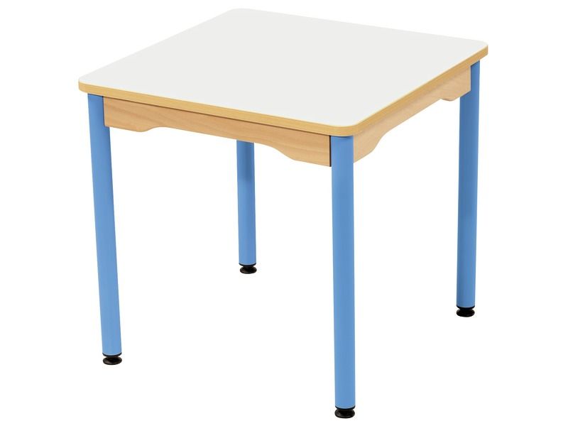 TABLE PLATEAU STRATIFIÉ - PIÉTEMENT MÉTAL BLEU - Rectangle 60x50 cm