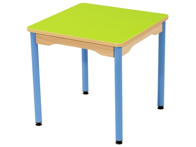 TABLE PLATEAU STRATIFIÉ - PIÉTEMENT MÉTAL BLEU - Rectangle 60x50 cm