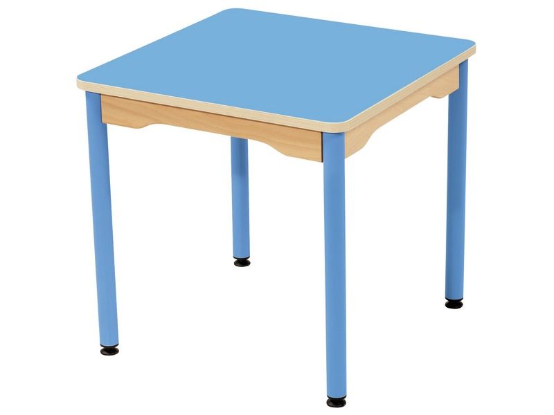 TABLE PLATEAU STRATIFIÉ - PIÉTEMENT MÉTAL BLEU - Rectangle 60x50 cm