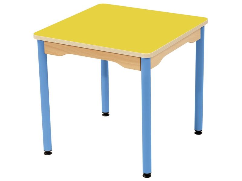 TABLE PLATEAU STRATIFIÉ - PIÉTEMENT MÉTAL BLEU - Rectangle 60x50 cm