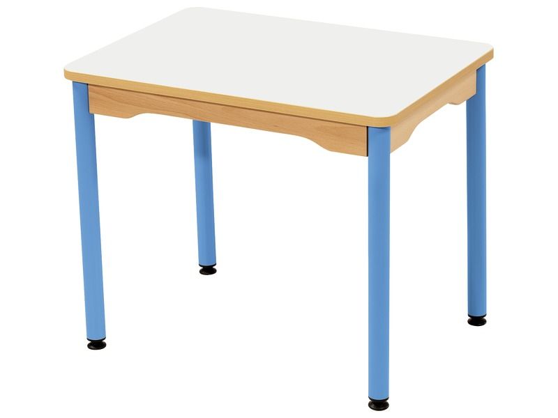TABLE PLATEAU STRATIFIÉ - PIÉTEMENT MÉTAL BLEU - Rectangle 70x50 cm