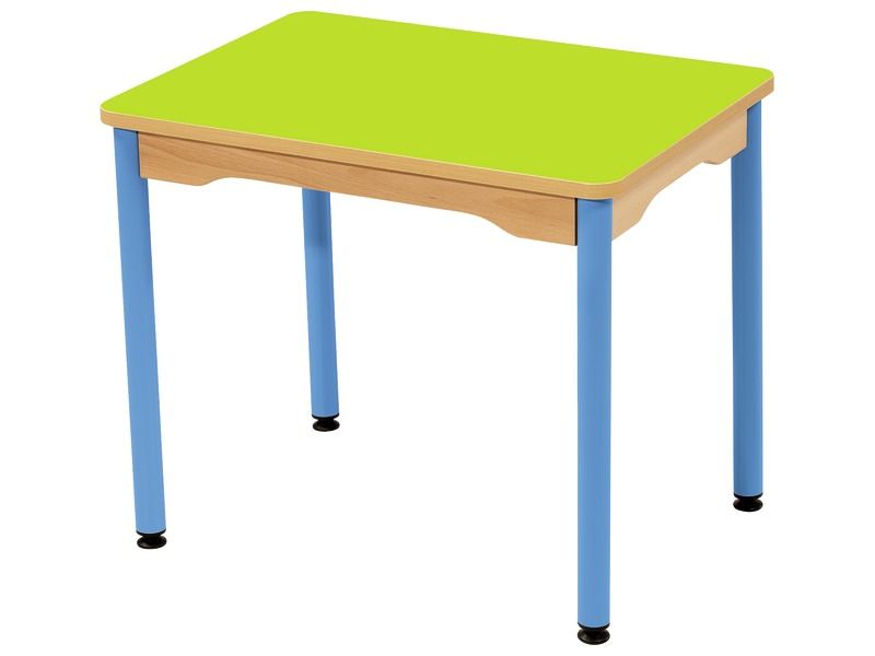 TABLE PLATEAU STRATIFIÉ - PIÉTEMENT MÉTAL BLEU - Rectangle 70x50 cm