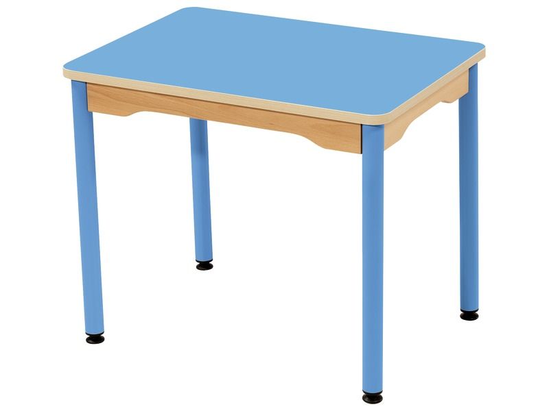 TABLE PLATEAU STRATIFIÉ - PIÉTEMENT MÉTAL BLEU - Rectangle 70x50 cm