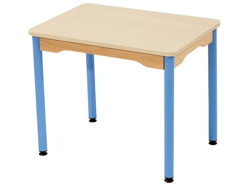 TABLE PLATEAU STRATIFIÉ - PIÉTEMENT MÉTAL BLEU - Rectangle 70x50 cm