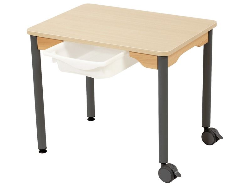 TABLE PLATEAU STRATIFIÉ + BACS - PIÉTEMENT MÉTAL ET ROULETTES - Rectangle...