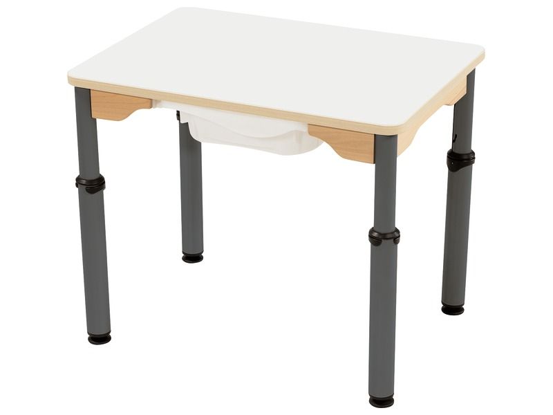 TABLE PLATEAU STRATIFIÉ AVEC BAC - RÉGLABLE EN HAUTEUR - Rectangle 70x50 cm