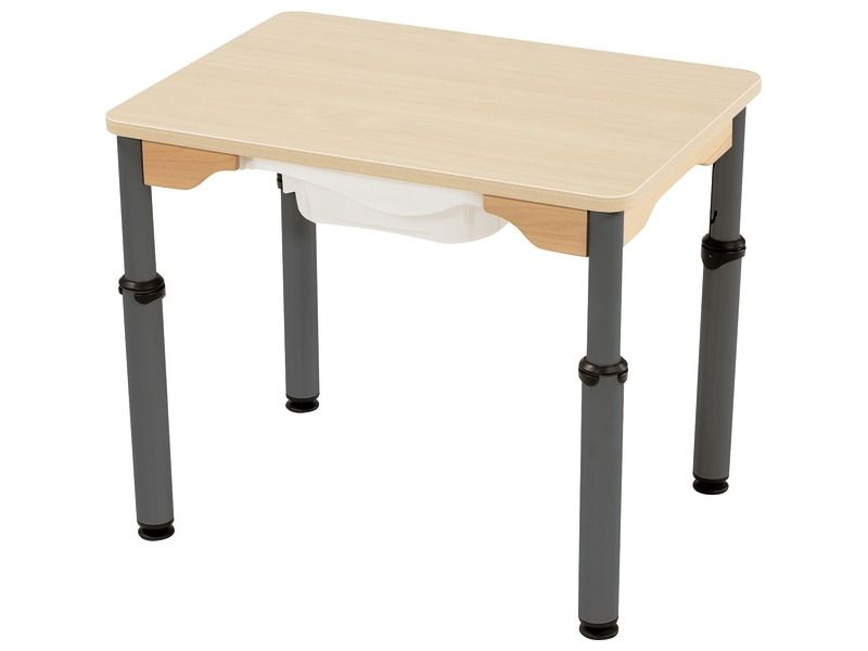 TABLE PLATEAU STRATIFIÉ AVEC BAC - RÉGLABLE EN HAUTEUR - Rectangle 70x50 cm