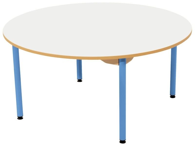 TABLE PLATEAU STRATIFIÉ - PIÉTEMENT MÉTAL BLEU - Rond Ø 120 cm