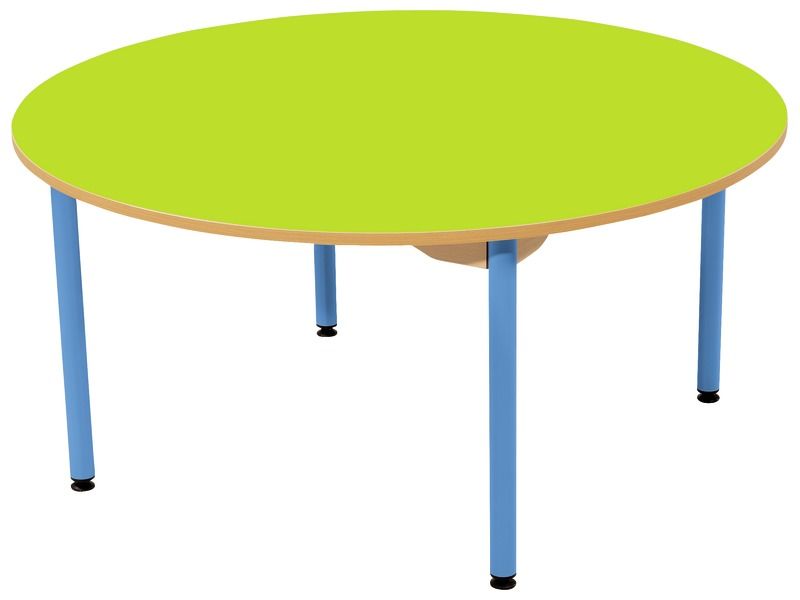 TABLE PLATEAU STRATIFIÉ - PIÉTEMENT MÉTAL BLEU - Rond Ø 120 cm