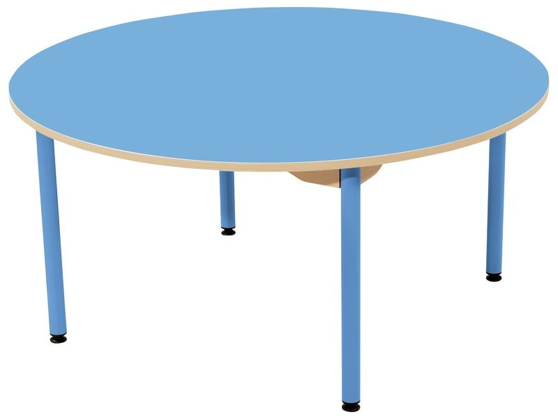 TABLE PLATEAU STRATIFIÉ - PIÉTEMENT MÉTAL BLEU - Rond Ø 120 cm