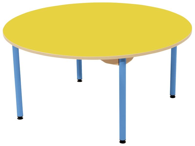 TABLE PLATEAU STRATIFIÉ - PIÉTEMENT MÉTAL BLEU - Rond Ø 120 cm