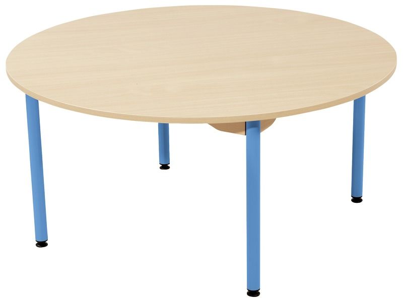 TABLE PLATEAU STRATIFIÉ - PIÉTEMENT MÉTAL BLEU - Rond Ø 120 cm
