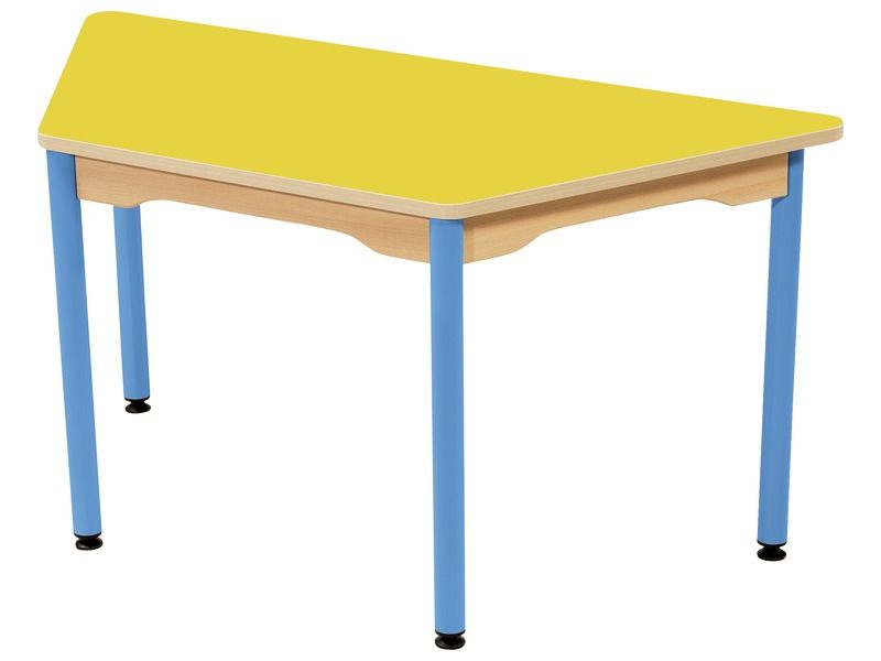 TABLE PLATEAU STRATIFIÉ - PIÉTEMENT MÉTAL BLEU - Trapèze 120x60 cm