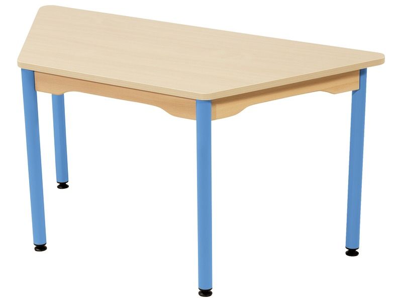 TABLE PLATEAU STRATIFIÉ - PIÉTEMENT MÉTAL BLEU - Trapèze 120x60 cm