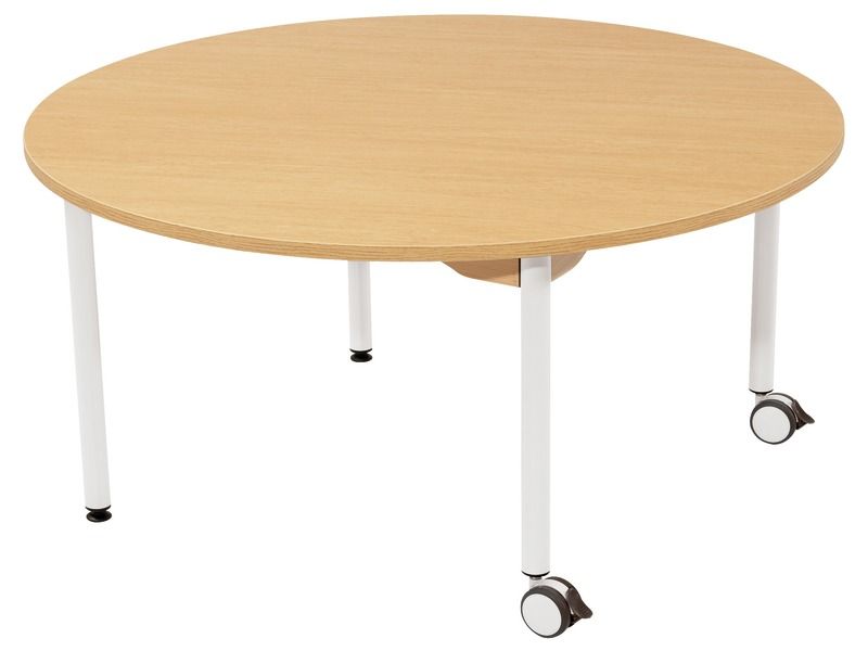 TABLE INSONORISÉE - PIÉTEMENT MÉTAL ET ROULETTES - Rond Ø 120 cm