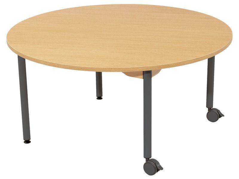 TABLE INSONORISÉE - PIÉTEMENT MÉTAL ET ROULETTES - Rond Ø 120 cm