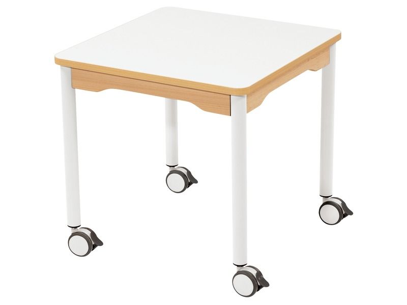 TABLE PLATEAU EFFAÇABLE - PIÉTEMENT À  ROULETTES - Carré 60x60 cm