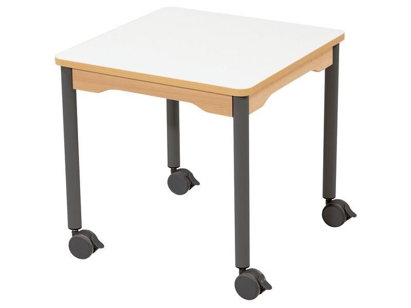 TABLE PLATEAU EFFAÇABLE - PIÉTEMENT À  ROULETTES - Carré 60x60 cm