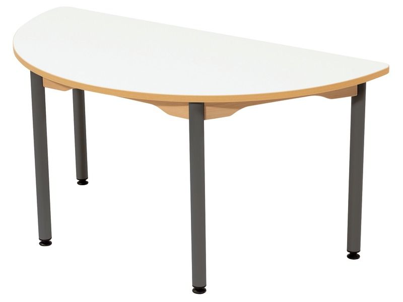 TAFEL MET UITWISBAAR BLAD - METALEN ONDERSTEL - Halve cirkel 120 x 60 cm