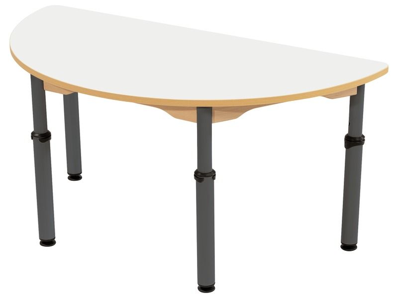 TABLE PLATEAU EFFAÇABLE - RÉGLABLE EN HAUTEUR - Demi-rond 120x60 cm