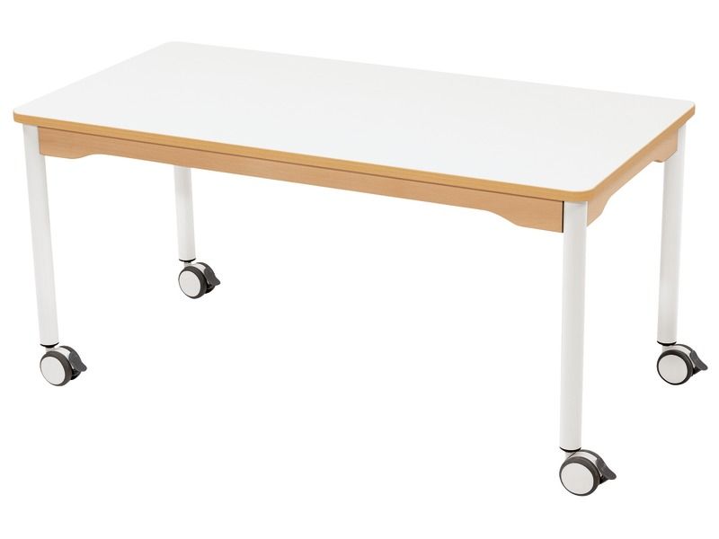 TABLE PLATEAU EFFAÇABLE - PIÉTEMENT À  ROULETTES - Rectangle 120x60 cm