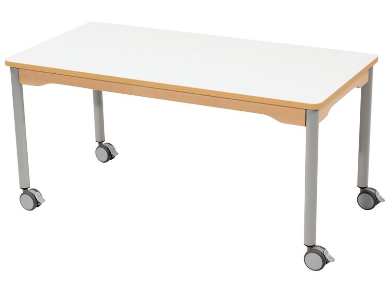 TABLE PLATEAU EFFAÇABLE - PIÉTEMENT À  ROULETTES - Rectangle 120x60 cm