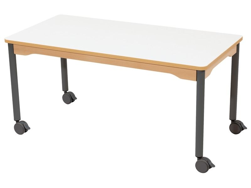TABLE PLATEAU EFFAÇABLE - PIÉTEMENT À  ROULETTES - Rectangle 120x60 cm